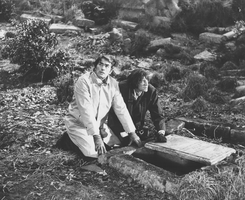 Gregory Peck i David Warner w filmie "Omen" z 1976 r.