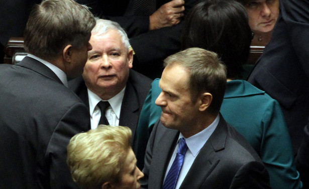 10.01.2014 Warszawa, Sejm. Donald Tusk i Jarosław Kaczyński