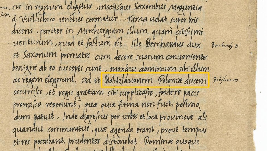 Bolesław Chrobry wymieniony jako „Bolizlauonem Poloniae ducem” w Annales Quedlinburgenses spisanych w latach 1008–1030