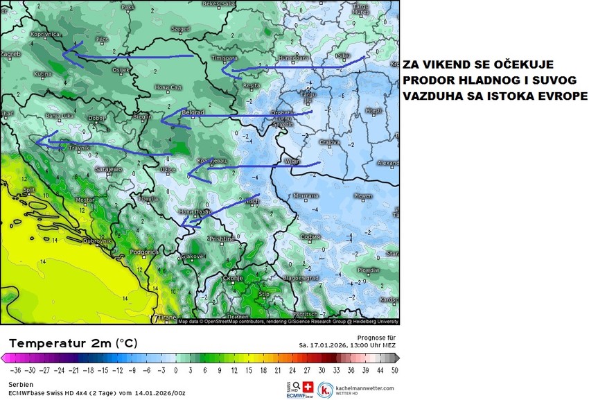 Za vikend, pred praznike, očekuje nas prodor hladnijeg vazduha