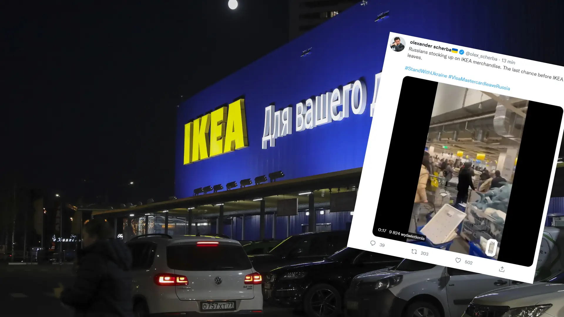 Gigantyczne kolejki w sklepach IKEA w Rosji. Ostatnia szansa na zakupy [WIDEO]