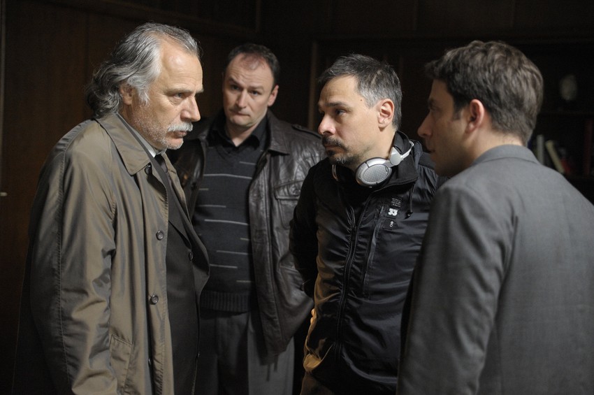 Rade Šerbedžija, Miroslav Terzić i Gordan Kičić na snimanju