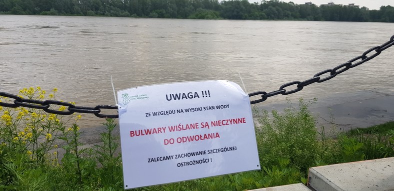 Fala wezbraniowa na Wiśle w Warszawie