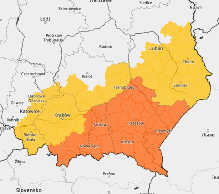 Prognoza zagrożeń IMGW na weekend. Możliwe jest wydanie pomarańczowych ostrzeżeń