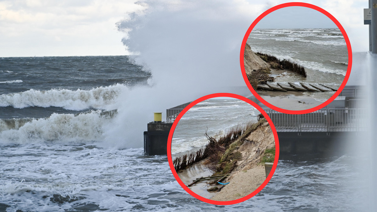 Skutki silnego sztormu nad Bałtykiem. Morze pochłonęło plażę i podmuło klif