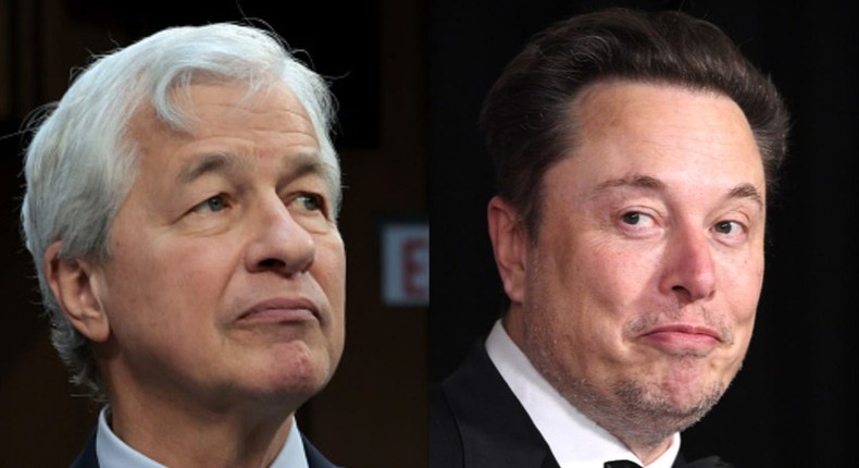 Jamie Dimon and Elon Musk.Win McNamee for Getty Images and Steve Granitz for FilmMagic