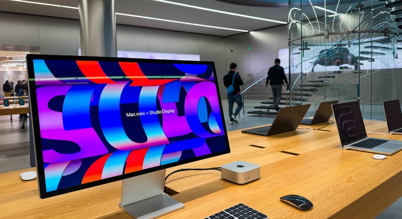 Apple's newly announced Mac Mini, which uses Apple's latest silicon chips.Cheng Xin/Getty Images