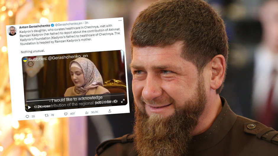 Ramzan Kadyrow i 20-letnia Khutmat Kadyrowa (Screen: Twitter.com/@Gerashchenko_en)