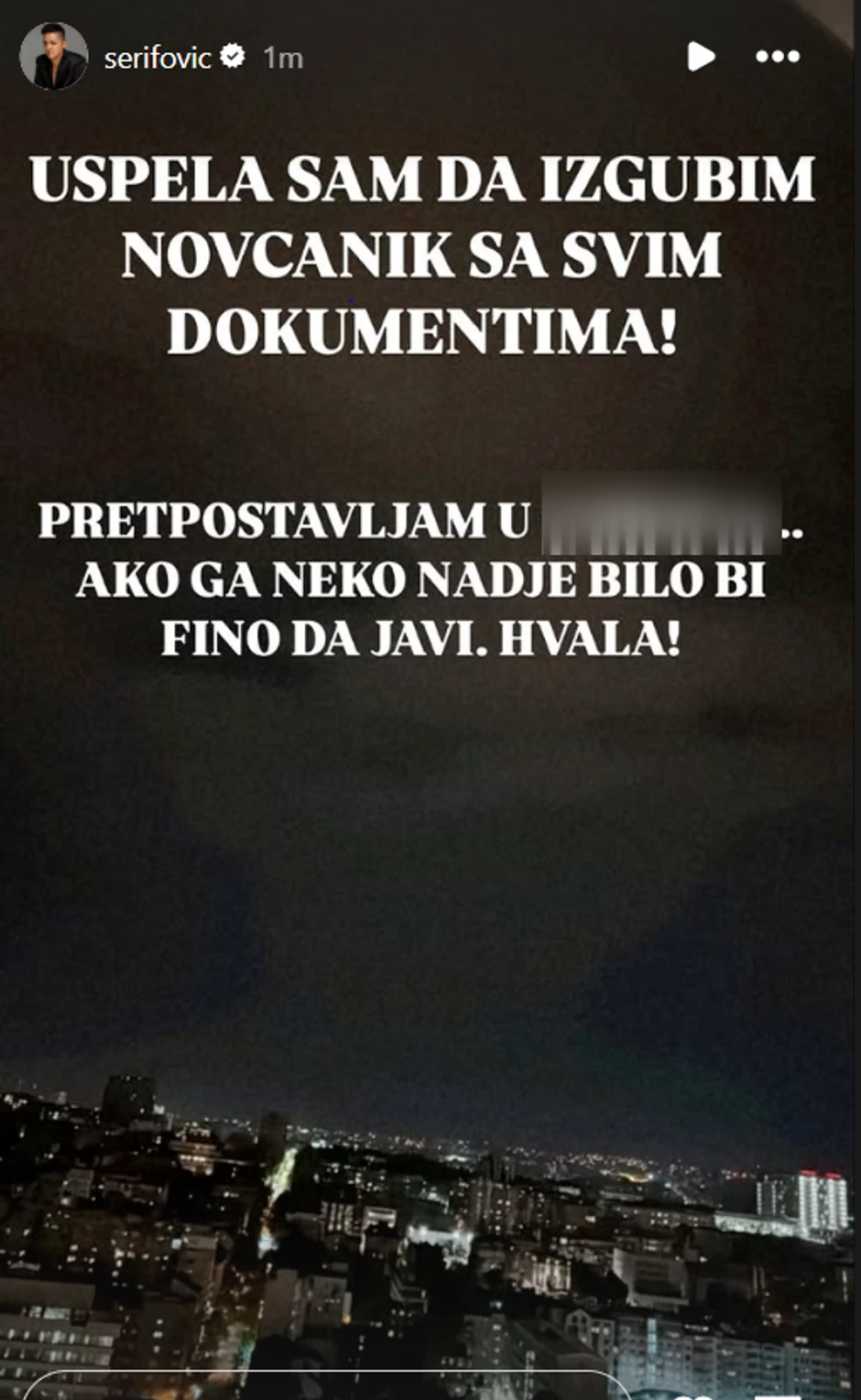 Marija Šerifović izgubila novčanik