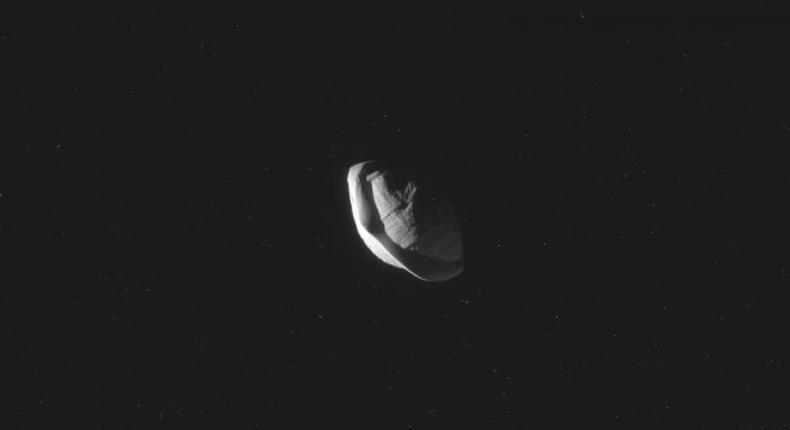 Pan, a small moon of Saturn.