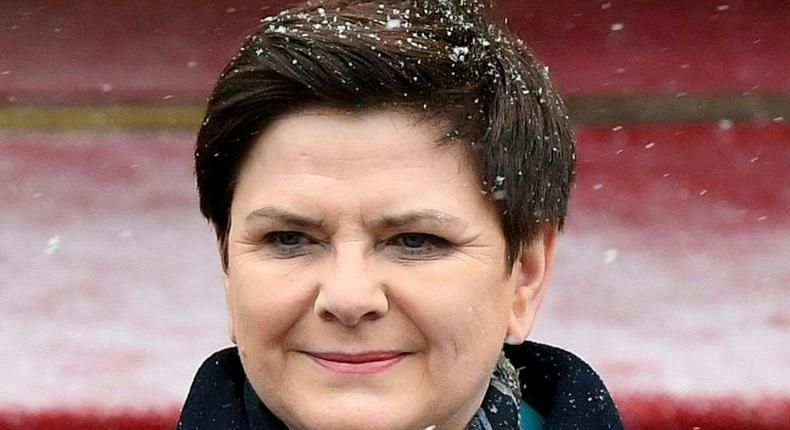 Polish Prime Minister Beata Szydlo pictured at a welcoming ceremony in Warsaw on February 7, 2017