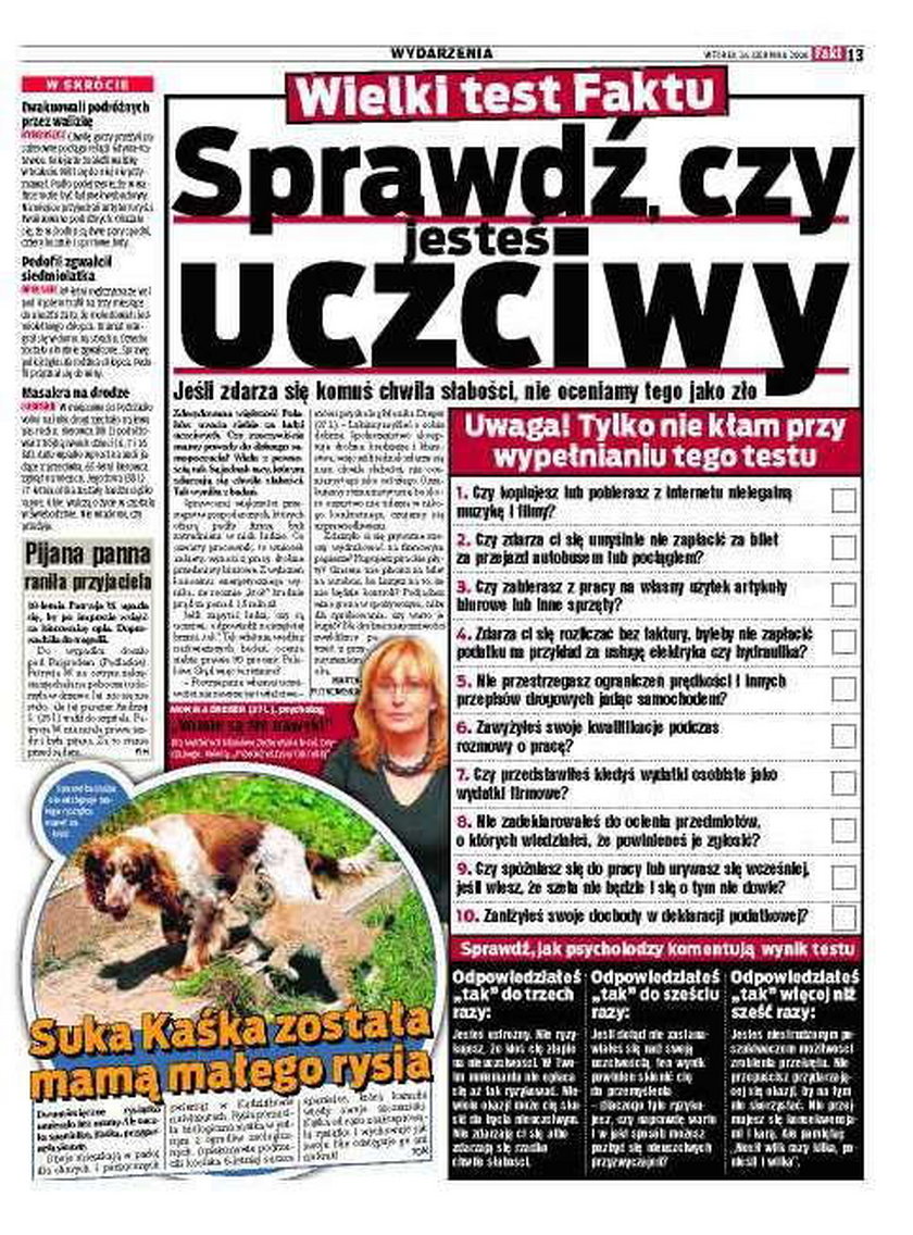 Sprawdź czy jestes uczciwy