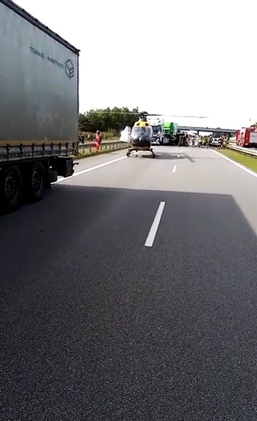 Karambol na autostradzie A2 w kierunku Warszawy. Są ranni