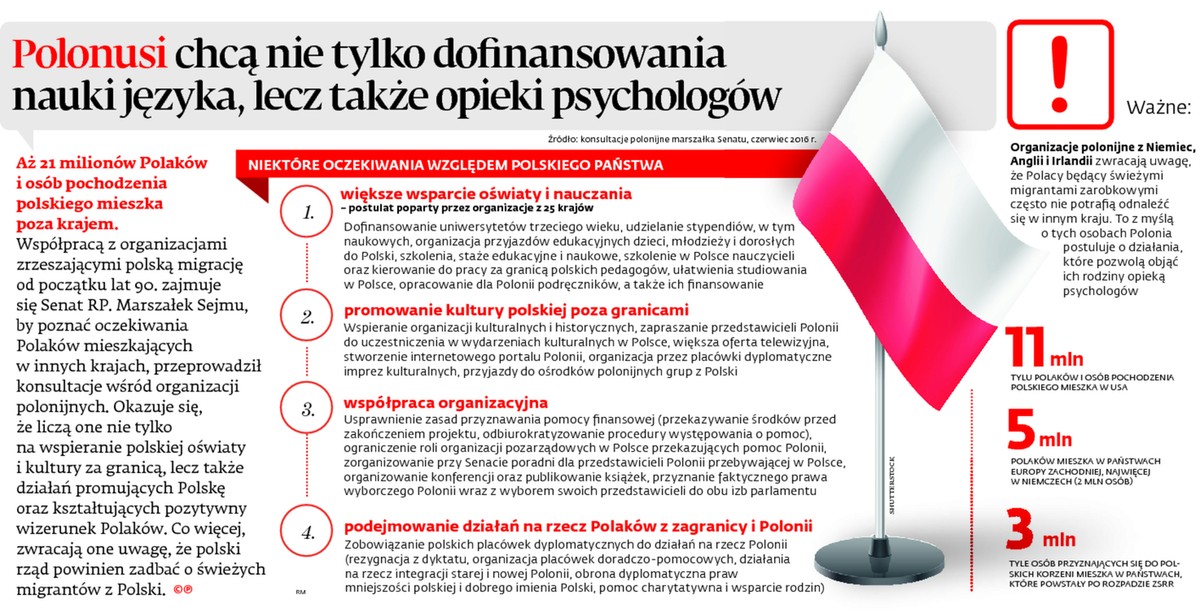 Polonusi chcą nie tylko dofinansowanie nauki języka, lecz także opieki psychologów