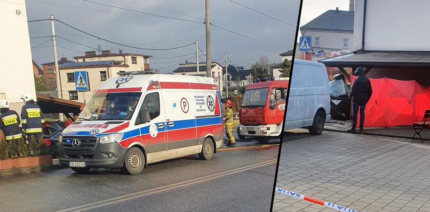 Dramatyczne sceny pod Rybnikiem. 22-latek uciekał przed policją, wyprzedzał "na trzeciego" i wbił się w budynek. Nie żyje