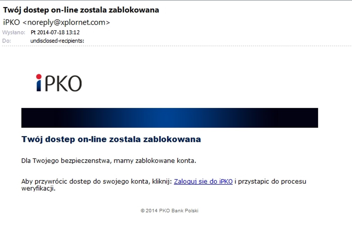 Fałszywy mail od iPKO