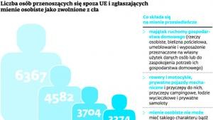 Liczba osób przenoszących się spoza UE i zgłaszających mienie osobiste jako zwolnione z cła