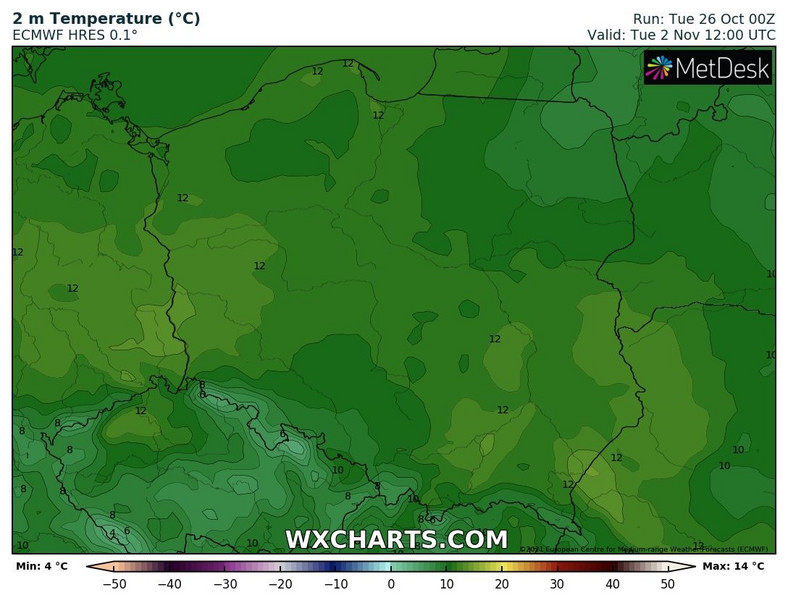 Temperatura będzie dość wysoka, jak na początek listopada