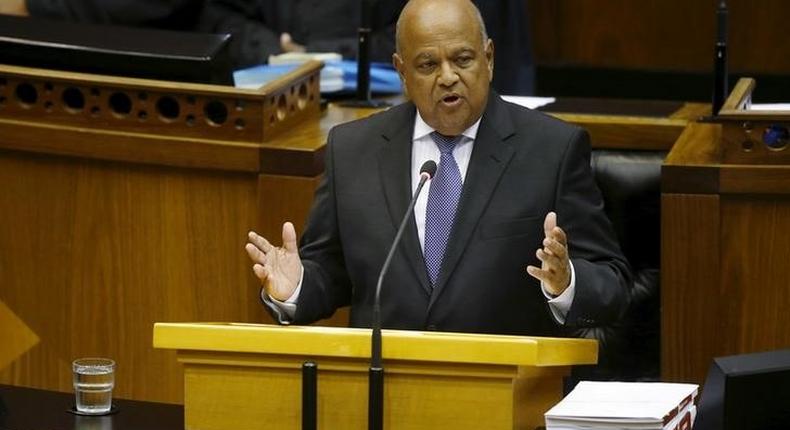 South Africa's Finance Minister Pravin Gordhan delivers his 2016 budget address to the parliament in Cape Town, February 24, 2016. 