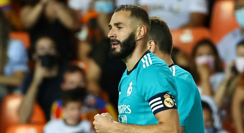 Karim Benzema scored the winner as Real Madrid came from behind to beat Valencia on Sunday. Creator: JOSE JORDAN