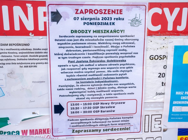 Ogłoszenie z zachętą do przyjścia na spotkanie z psychologiem.