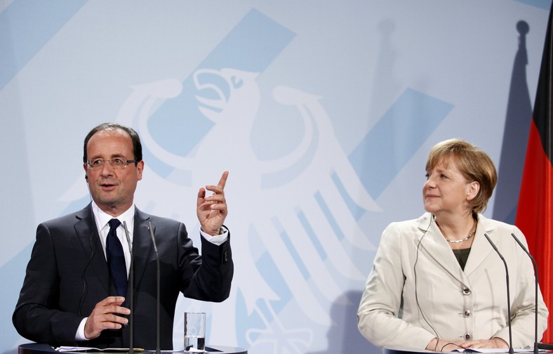 Kanclerz Niemiec Angela Merkel i prezydent Francji Francois Hollande