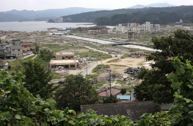 Dzielnica miasta Minamisanriku zniszczona 11 marca przez tsunami i trzęsienie ziemi w Japonii. Zdjęcie z 10 września 2011 roku.