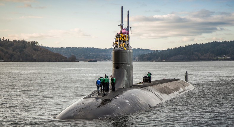 The Seawolf-class fast-attack submarine USS Connecticut (SSN 22) departs Puget Sound Naval Shipyard for sea trials following a maintenance availability.US Navy photo by Thiep Van Nguyen II/released