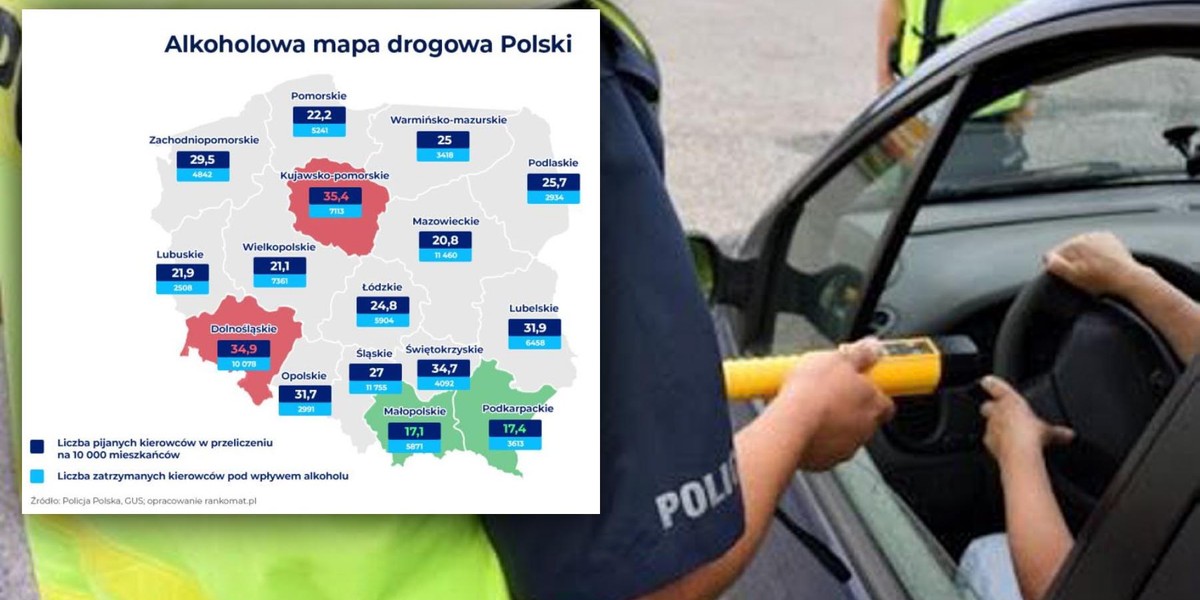 Eksperci sprawdzili, w którym rejonie Polski można najczęściej spotkać pijanego kierowcę na drodze.