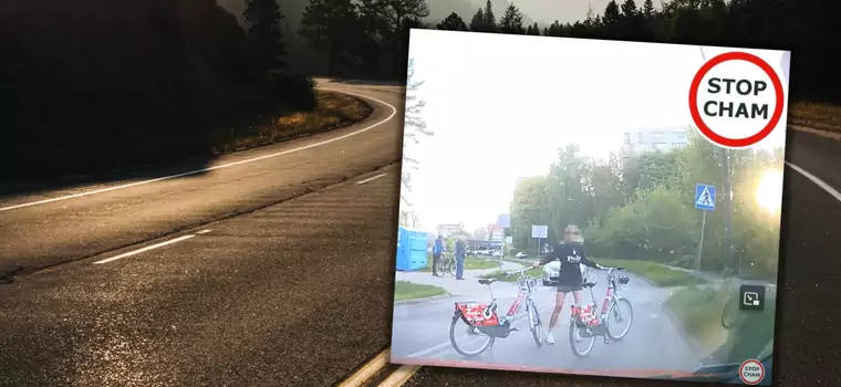 Po klaksonie zeskoczył z roweru. Ruszył nagle w kierunku kierowcy