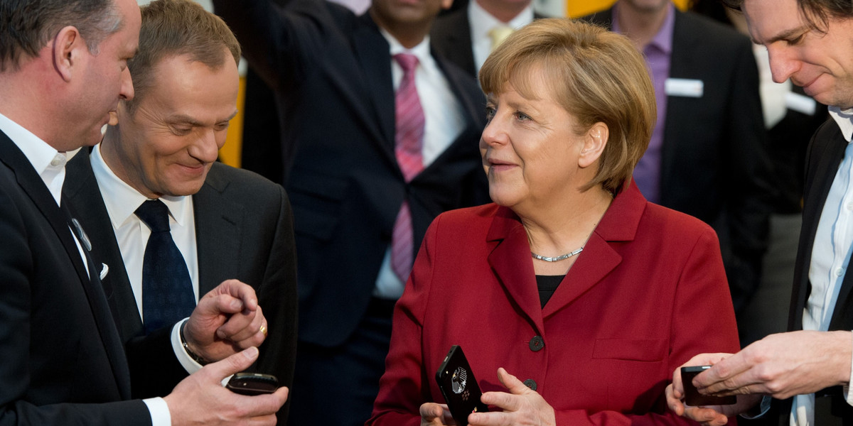 Donald Tusk i Angela Merkel na CeBit.