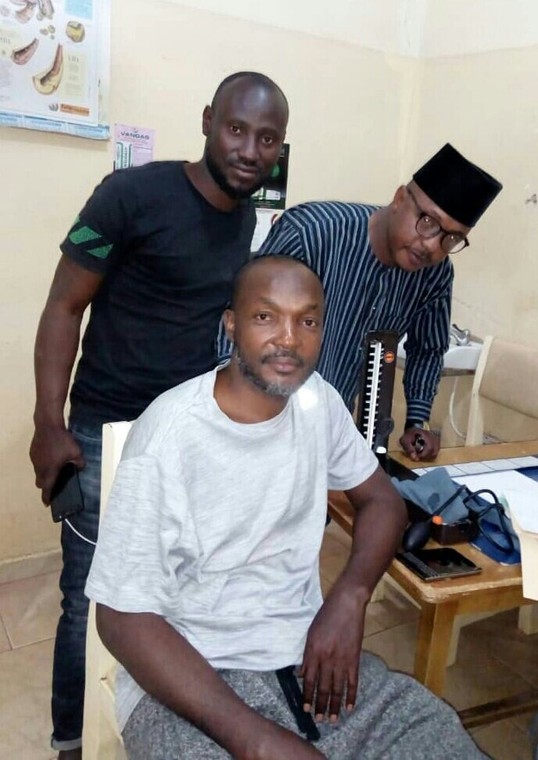 Abdullahi Biffo received medical treatment from doctors after his return [Katsina United] 