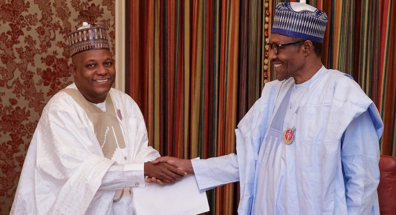 President Muhammadu Buhari (right) with Governor Kashim Shettima (left)