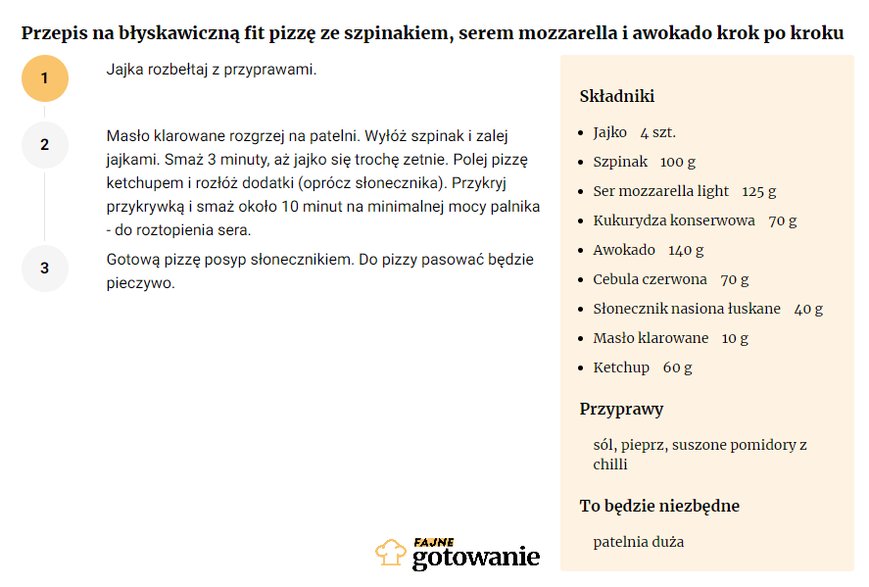 Przepis na błyskawiczną fit pizzę ze szpiankiem, serem mazorella i awokado