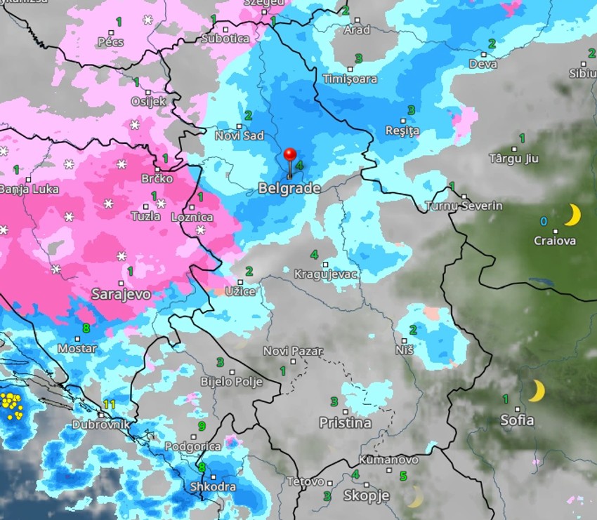 Oblaci nad Srbijom u 22 sata
