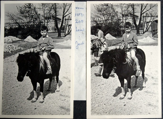 Jedno z wakacyjnych zdjęć braci Kaczyńskich - Jarosław i Lech na kucyku