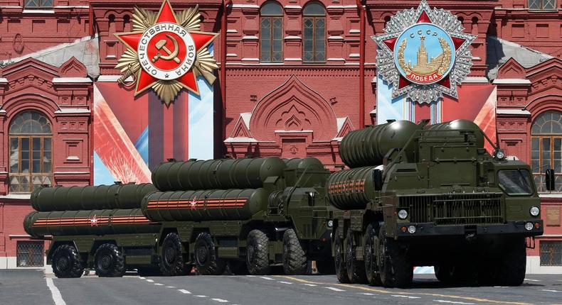 Russian S-400 Triumph surface-to-air missile systems in the Victory Day parade in Moscow, May 9, 2016.