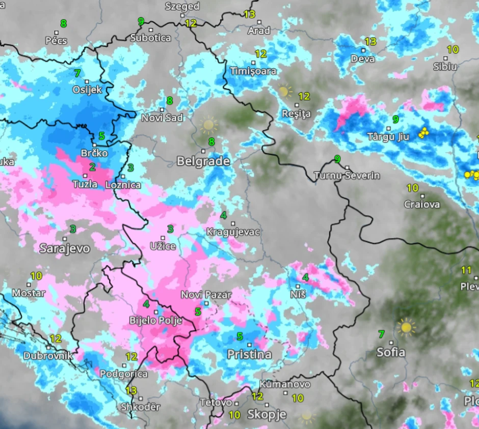 Kretanje nevremena u 14 sati