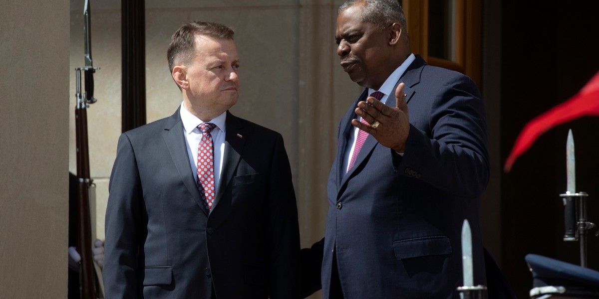 Wicepremier i minister obrony narodowej Mariusz Błaszczak i sekretarz obrony USA Lloyd Austin