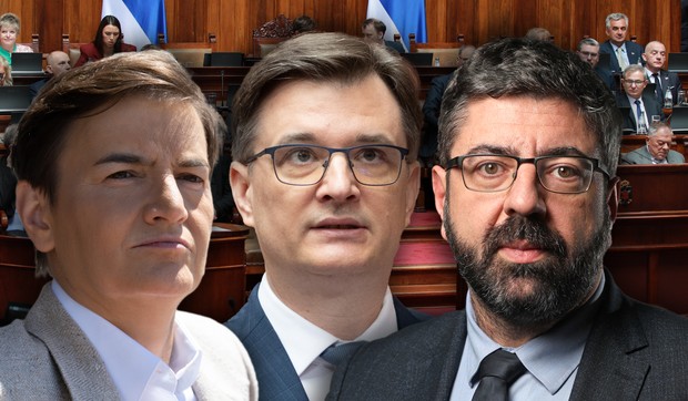 Ana Brnabić, Milenko Jovanov i Radomir Lazović 