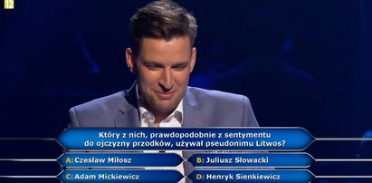 „Milionerzy”: padło pytanie o Litwosa. Sienkiewicz, Mickiewicz, Miłosz czy Słowacki – który pisarz używał tego pseudonimu?