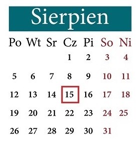 Sierpień 2024 - kalendarz, dni wolne i robocze