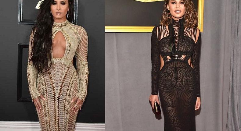 Demi Lovato, Chrissy Teigen at the 2017 Grammy Awards