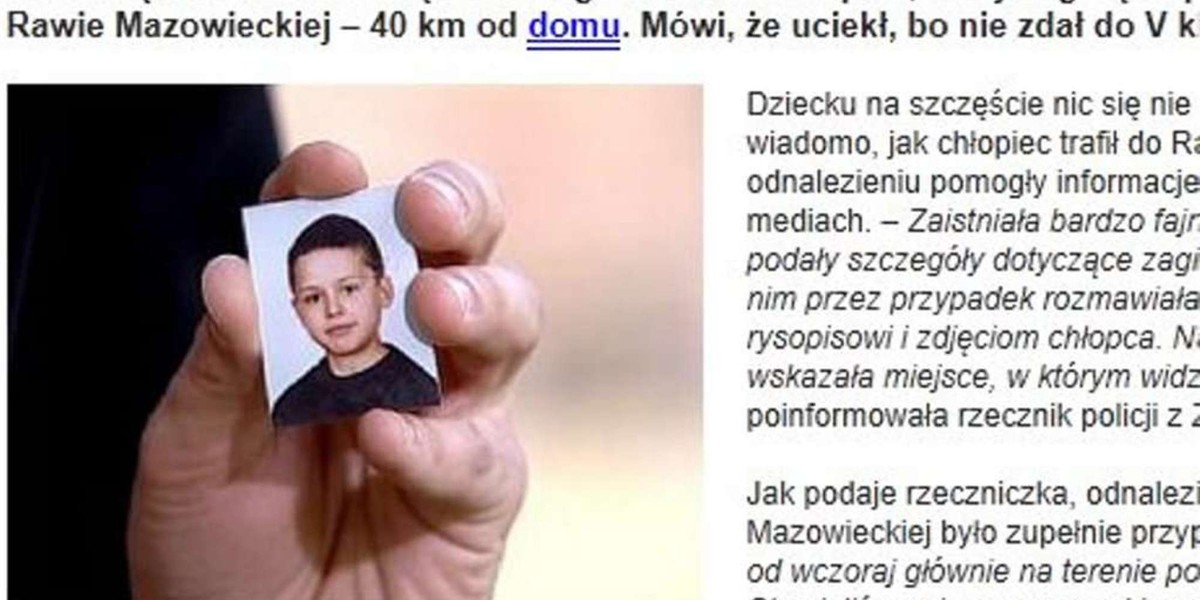 Chłopiec uciekł z domu bo nie zdał do...