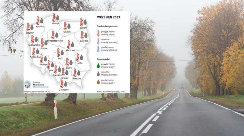 IMGW przedstawił najnowszą prognozę sezonową na nadchodzącą jesień (mapa: IMGW)