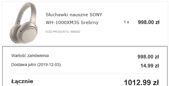 Słuchawki Sony z ANC tańsze o około 200 zł.