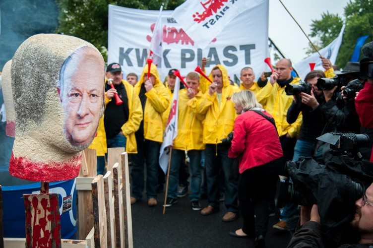 Protest związkowców z Solidarności w Warszawie. Fot. Maciek Suchorabski