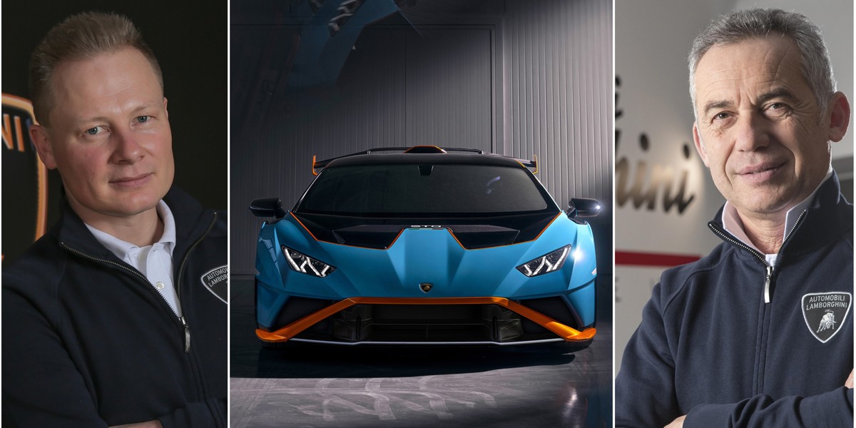 Mitja Borker, szef projektantów (z lewej), i Maurizio Reggiani, dyrektor ds. technicznych w Lamborghini, tłumaczą, jaki jest przepis na supersamochód, który zapewni wysokie osiągi na torze, ale będzie też bezpieczny i funkcjonalny w codziennej jeździe. Włoska marka zaprezentowała nowy model - Lamborghini Huracan STO, który spełnia oba te kryteria. 