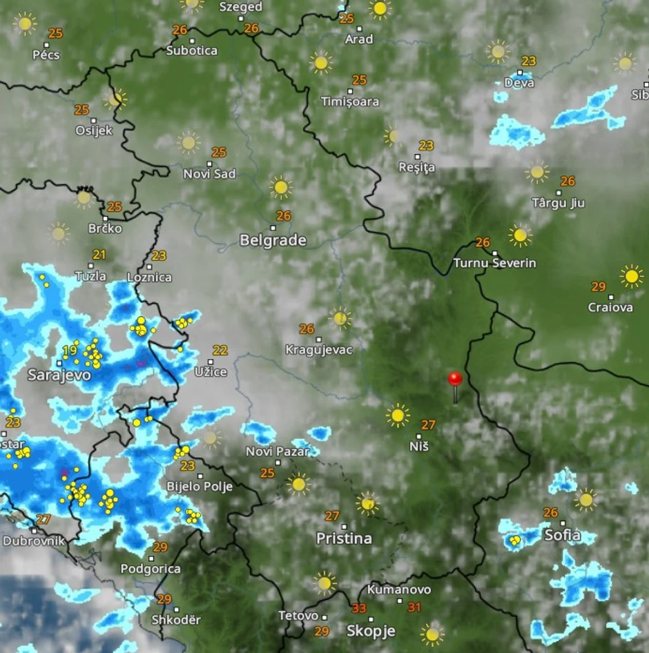 Olujni oblaci ulaze u Srbiju u 18h danas