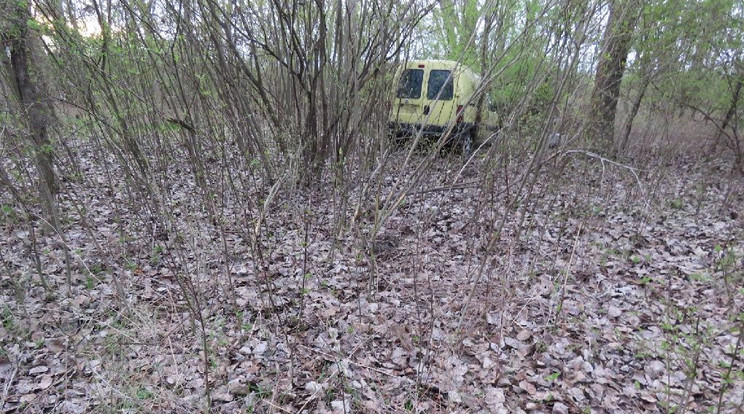 A járművet a fák közé rejtették/Fotó: Police.hu